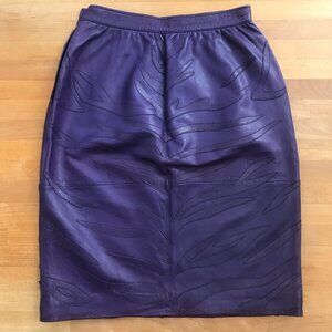 Valentino Purple Textured Leather Skirt Size 44 Vintage